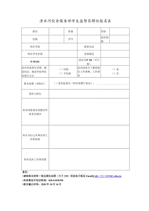 清水河饮食服务部学生监督员报名表.docx
