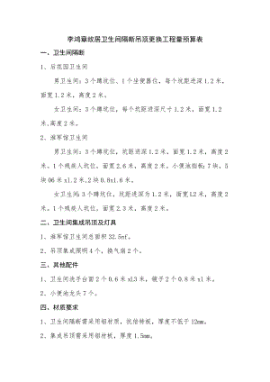 李鸿章故居卫生间隔断吊顶更换工程量预算表.docx