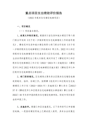 重点项目支出绩效评价报告.docx