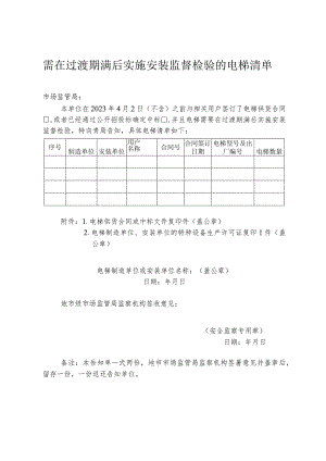 需在过渡期满后实施安装监督检验的电梯清单.docx