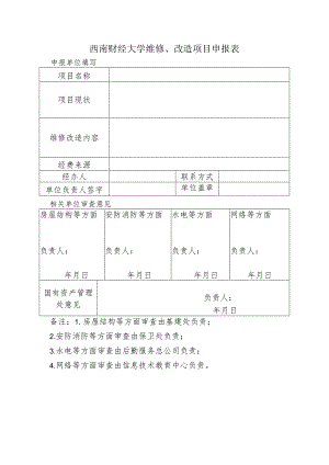 西南财经大学维修、改造项目申报表.docx
