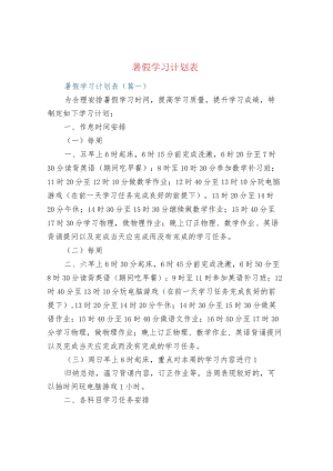 暑假学习计划表.docx