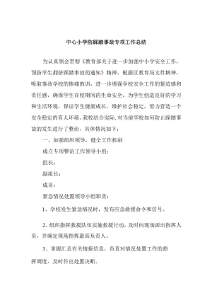 中心小学防踩踏事故专项工作总结.docx