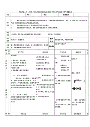 一年级下册水平一身体基本活动快速跑用自然站立式做各种突发信号的起跑体育与健康教案.docx