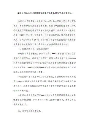 保险公司中心支公司侵害消费者权益乱象整治工作自查报告.docx