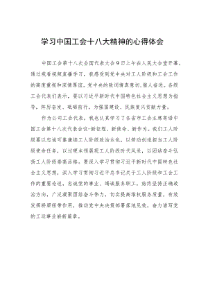 (十二篇)学习贯彻中国工会十八大精神心得体会发言稿.docx