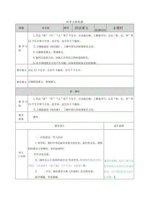 识字2 姓氏歌 教学教案.docx