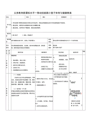 义务教育新课标水平一移动技能跳小垫子体育与健康教案.docx