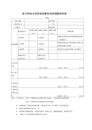 电子科技大学其他预算科目间调整审批表.docx