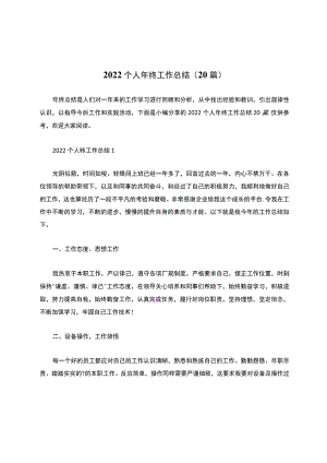2022个人年终工作总结（20篇）.docx