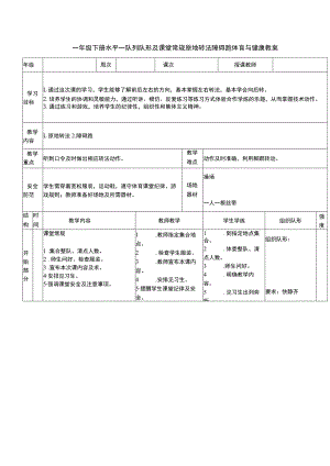 一年级下册水平一队列队形及课堂常规原地转法障碍跑体育与健康教案.docx