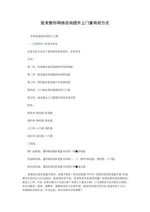 医美整形网络咨询提升上门量有效方式.docx