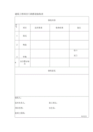 建筑工程项目门洞搭设验收表.docx