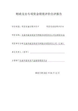 财政支出专项资金绩效评价自评报告.docx