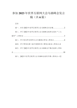 参加2023年世界互联网大会乌镇峰会发言稿6篇供参考.docx