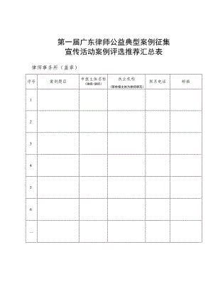 第一届广东律师公益典型案例征集宣传活动案例评选推荐汇总表.docx