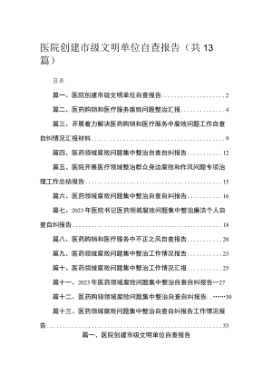 医院创建市级文明单位自查报告（共13篇）.docx