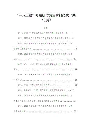 “千万工程”专题研讨发言材料范文（共15篇）.docx