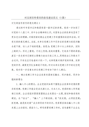 对支部宣传委员的意见建议范文(5篇).docx