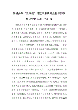 某税务局“三突出”铺就高素质专业化干部队伍建设快车道工作汇报.docx
