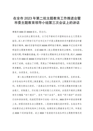 在全市2023年第二批主题教育工作推进会暨市委主题教育领导小组第三次会议上的讲话.docx
