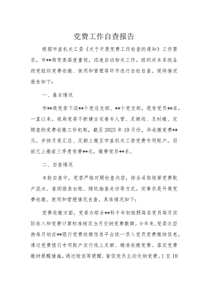 党费工作自查报告.docx