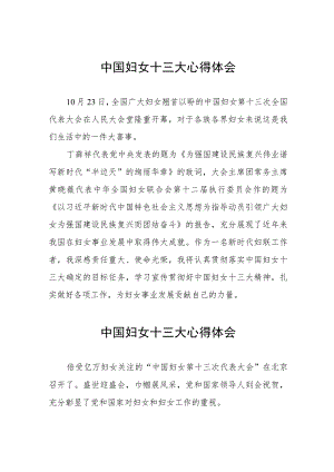 2023中国妇女十三大心得体会19篇.docx