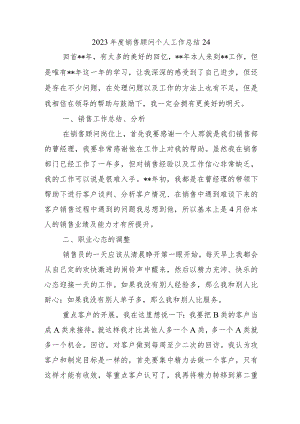 2023年度销售顾问个人工作总结24.docx