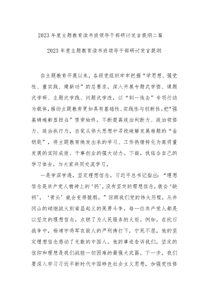 2023年度主题教育读书班领导干部研讨发言提纲二篇.docx