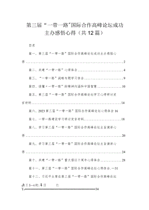 (12篇)第三届“一带一路”国际合作高峰论坛成功主办感悟心得范文.docx