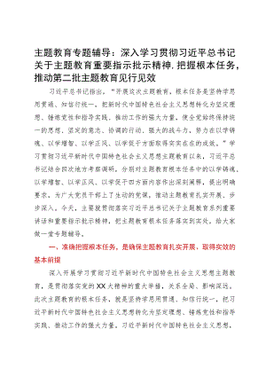 主题教育专题党课：把握根本任务 推动第二批主题教育见行见效.docx