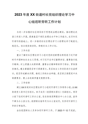 2023年度XX街道村社党组织理论学习中心组巡听旁听工作计划.docx