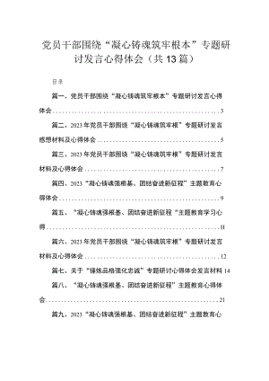 党员干部围绕“凝心铸魂筑牢根本”专题研讨发言心得体会13篇供参考.docx