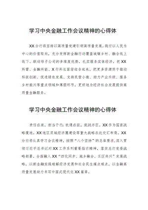 金融机构学习贯彻2023年中央金融工作会议精神的心得体会二十篇.docx