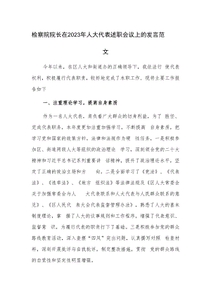 检察院院长在2023年人大代表述职会议上的发言范文.docx