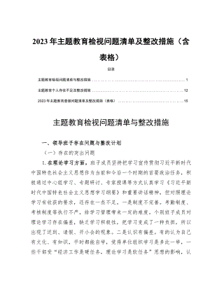 2023年主题教育检视问题清单及整改措施(含表格).docx