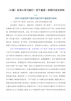 （10篇）在深入学习践行“四下基层”的研讨发言材料.docx