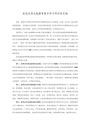 （2篇）2023年在党支部主题教育集中学习研讨发言稿、讲话稿.docx