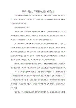 调研报告怎样研提破题实招全文.docx