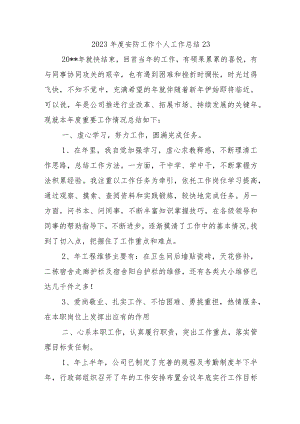 2023年度安防工作个人工作总结23.docx