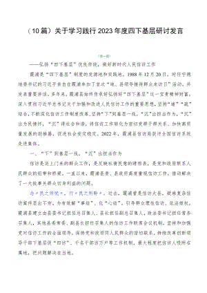 （10篇）关于学习践行2023年度四下基层研讨发言.docx
