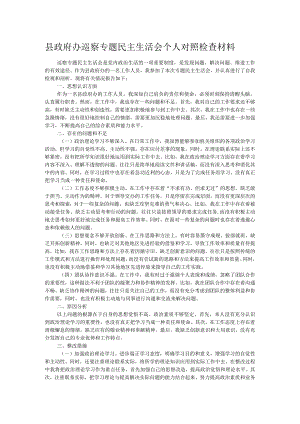 县政府办巡察专题民主生活会个人对照检查材料.docx