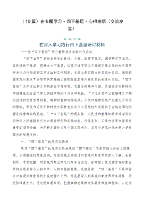 （10篇）在专题学习“四下基层”心得感悟（交流发言）.docx