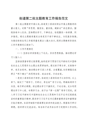街道第二批主题教育工作报告总结汇报含问题20231106.docx