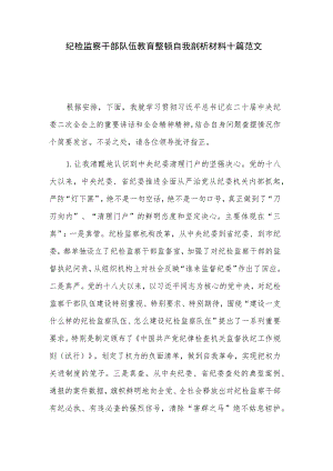 纪检监察干部队伍教育整顿自我剖析材料十篇范文.docx