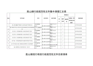 胜山镇行政规范性文件集中清理汇总表.docx