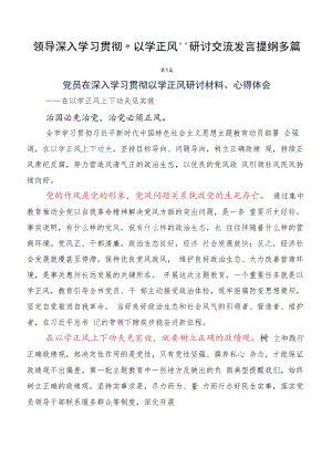 领导深入学习贯彻“以学正风”研讨交流发言提纲多篇.docx