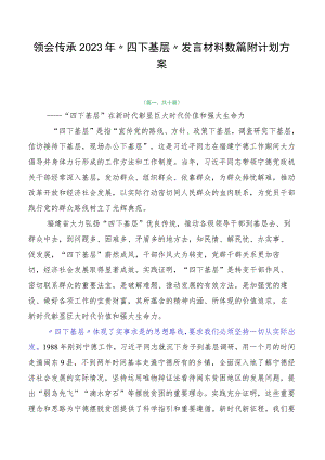 领会传承2023年“四下基层”发言材料数篇附计划方案.docx