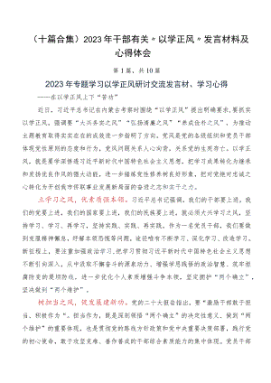 （十篇合集）2023年干部有关“以学正风”发言材料及心得体会.docx