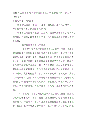 2023年主题教育巡回督导组阶段性工作报告及下步工作打算.docx